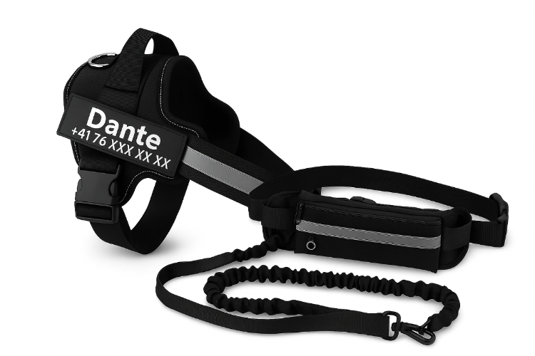 Pack Sécurité & Liberté – Laisse mains libres + Harnais personnalisé sans traction